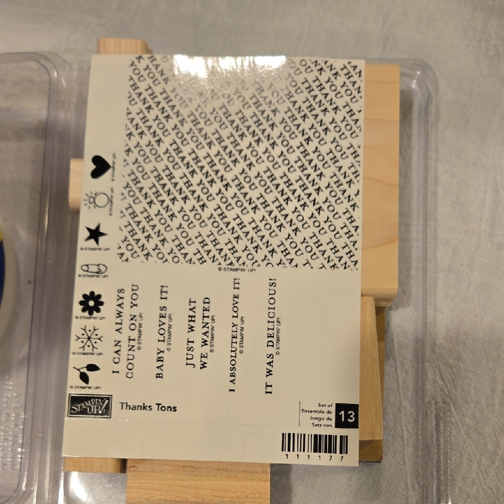 Stampin Up Set of Wooden Stamps Thanks Tons Set. Never Used